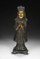 A GILT AND LACQUER BRONZE DAOIST STATUE