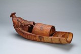 A bamboo carved boat figural group