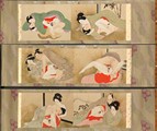 A set of three Japanese erotic paintings