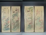 Four (4) Chinese framed paintings of birds