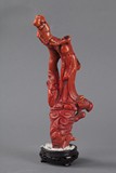 A coral carved #Shoulao# figure
