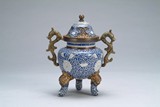 A Chinese enameled metal censer