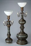 Two (2) large Chinese cloisonné lights