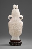 A LARGE ROCK CRYSTAL CARVED VASE