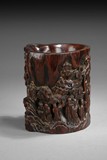 A FINELY CARVED AGARWOOD BRUSHPOT 