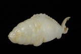 A WHITE JADE CARP CARVING