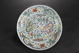 A RARE AND FINE LARGE DOUCAI 'DRAGONS AND PHOENIX' CHARGER