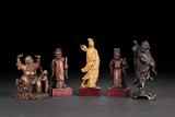 A SET OF FIVE WOOD CARVED FIGURES