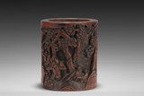A CARVED BAMBOO BRUSH POT