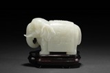 A WHITE JADE ELEPHANT CARVING