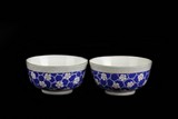 A PAIR OF BLUE GROUND  'FLOWERS' BOWL
