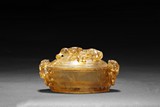 A CARVED CRYSTAL 'DRAGONS' LIDDED CUP