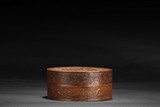 A CARVED BRONZE 'SHOU' ROUND BOX WITH COVER
