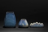 A GROUP OF THREE FLAMBE GLAZED PORCELAIN