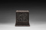 A ZITAN WOOD CARVED 'DRAGONS' SEAL BOX