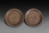 A PAIR OF ZISHA STONEWARE 'DRAGONS' SAUCERS