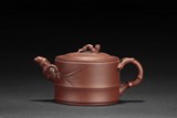 A RED CLAY 'BAMBOO' TEAPOT