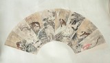 ZHANG SHANZI: AN EIGHT-SECTIONED 'TIGER' FAN PAINTING