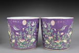 A PAIR OF FAMILLE ROSE 'MAGPIE AND PEONY' PLANTERS