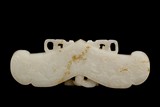 A WHITE JADE CARVING OF 'CRANES' LONGEVITY LOCK