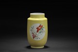 A YELLOW GROUND 'FLOWERS' FAMILLE ROSE VASE