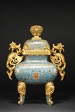 A CLOISONNE ENAMEL AND GILD 'PHOENIX' CENSER WITH COVER