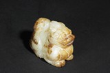 A WHITE JADE CARVING OF MYTHICAL BEAST #BIXIE#