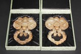 A PAIR OF JADE CARVED CHI-LONG DECORATIVE DOOR KNOCKERS