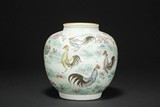 A FAMILLE ROSE 'ROOSTERS' JAR