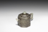 A PEWTER-ENCASED AND JADE DECORATED YIXING TEAPOT