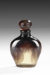A BLACK AND BROWN GLASS SNUFF BOTTLE