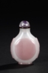 A PINK OVERLAY WHITE GLASS SNUFF BOTTLE
