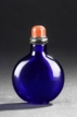 A SAPPHIRE-BLUE GLASS SNUFF BOTTLE