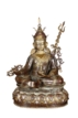 A VERY LARGE PARCEL GILT-BRONZE FIGURE OF SEATED PADMASAMBHAVA