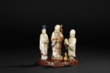 A CARVED SHOUSHAN FIGURAL GROUP 'FU, LU, SHOU'