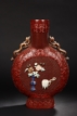 A CARVED CINNABAR LACQUER APPLIQUE MOONFLASK