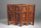AN EIGHT-PANEL WOOD LEAF PATTERN SCREEN