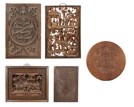FIVE CARVED WOOD HANGING PANELS