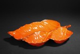 A CERAMIC LEAF-SHAPED DISH