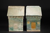 TWO POTTERY MINIATURE HOUSES