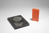 A SET OF INK STONE AND CINNABAR INK STICK