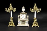A SET OF VIENNA MARBLE & GILT BRONZE CLOCK SET 