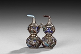 A SILVER CLOISONNE TWIN SNUFF BOTTLE