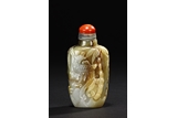 A CARVED WHITE JADE 'PHOENIX' SNUFF BOTTLE