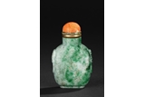 A JADEITE CARVED SNUFF BOTTLE