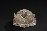 A SILVER FILIGREE OFFICIAL'S HAT INSET WITH PINK TOURMALINE