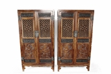A PAIR OF ROSEWOOD CARVED OPENWORK CABINETS