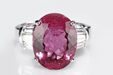 A NATURAL BRAZILIAN PINK TOURMALINE DIAMOND RING