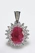 A 18K WHITE GOLD RUBY AND DIAMOND PENDANT