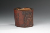 AN UNUSUAL CARVED BAMBOO BRUSH POT
